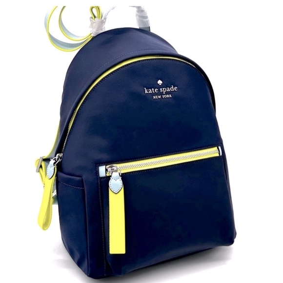 NWT ♠️ 2 bundle Kate Spade Medium Nylon Chelsea Backpack Blue + Matching Bag - Picture 2 of 7